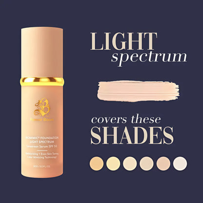 Bio Mimic Foundation Light Spectrum by Forever Bloom; Hydrating, Anti-Aging, Concealing, Evening skin tone, Protecting from Sun with SPF50; Lifestyle Lightweight Foundation for Gym, Sports, Dancing