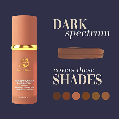 Forever Bloom Biomimic Dark Spectrum Foundation – Full Coverage, Long-Wear, Non-Comedogenic Makeup – No Oxidation or Caking – Lightweight, Flawless Finish for Deep Skin Tones