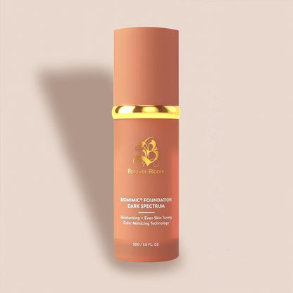 Forever Bloom Biomimic Dark Spectrum Foundation – Full Coverage, Long-Wear, Non-Comedogenic Makeup – No Oxidation or Caking – Lightweight, Flawless Finish for Deep Skin Tones